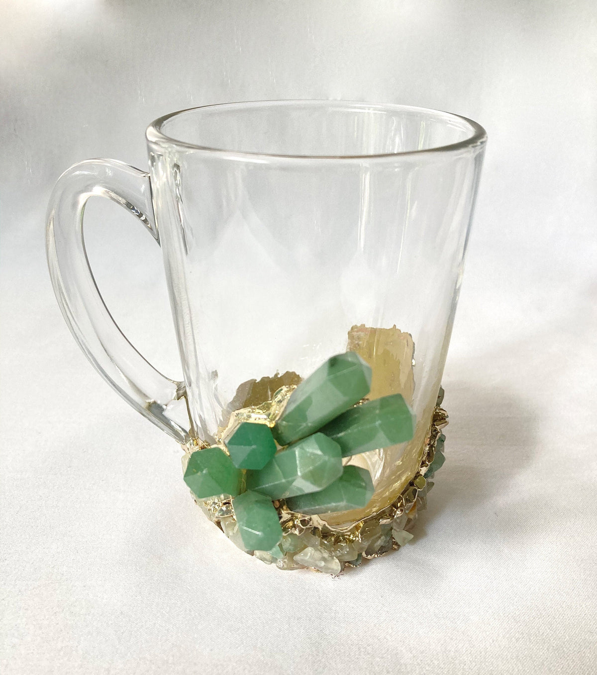 Crystal Glass Mugs with Gold Rim, Set of 2