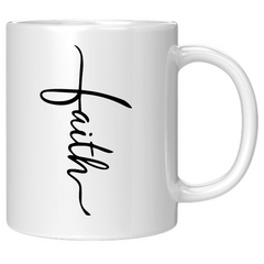 Faith Script Cross Mug, 11 oz