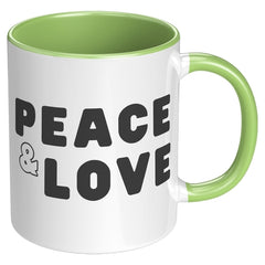 Peace and Love Accent Mug, 11 oz