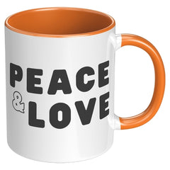 Peace and Love Accent Mug, 11 oz
