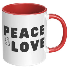 Peace and Love Accent Mug, 11 oz