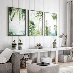 Tropical Greenery Wall Art, Set of 3