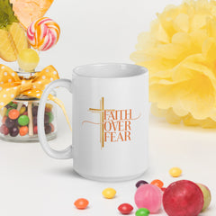 Faith Over Fear Cross Mug