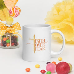 Faith Over Fear Cross Mug